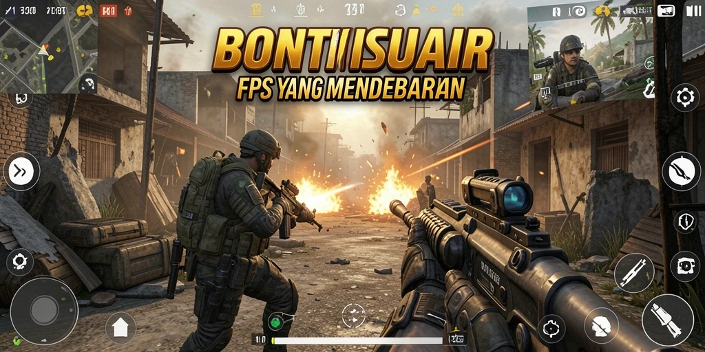 Tampilan gameplay intens yang menampilkan aksi pertempuran FPS.