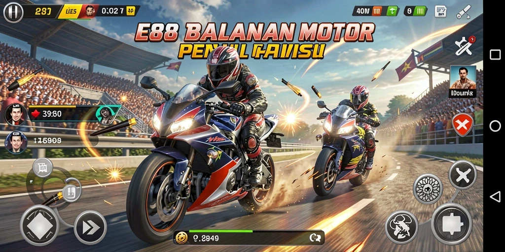 Tampilan gameplay balapan motor yang menegangkan dan cepat.