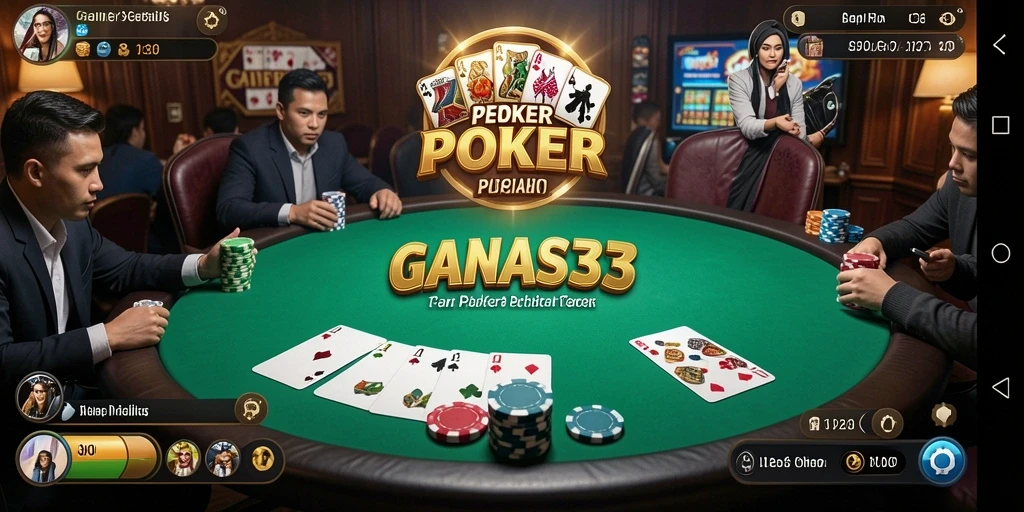 Tampilan gameplay poker yang mendebarkan di GANAS33.