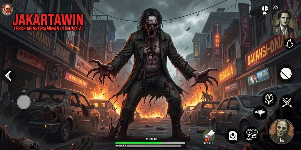 Screenshot gameplay yang menampilkan suasana mencekam di JAKARTAWIN.