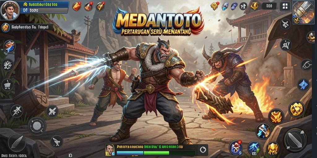 Tangkapan layar gameplay pertarungan MEMANTOTO yang menegangkan.