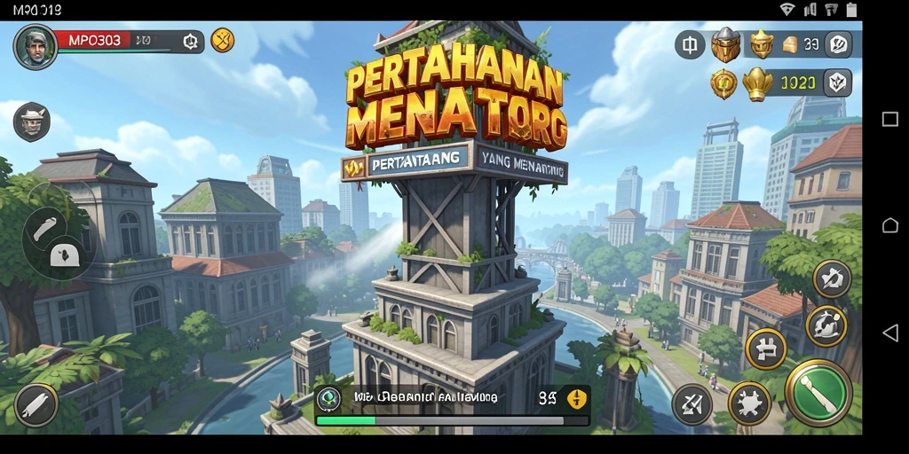 Screenshot gameplay MPO303 menampilkan strategi menara yang mendebarkan.