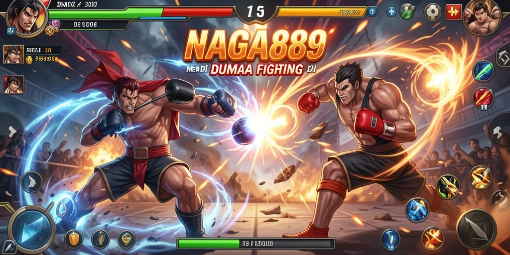 Tampilan aksi pertarungan intens dalam NAGA889.