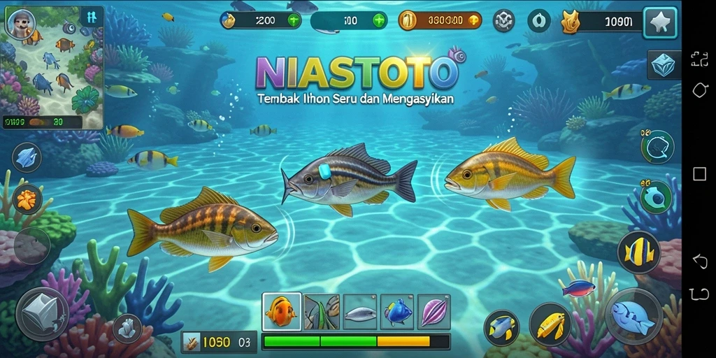 Tangkapan layar gameplay NIASTOTO yang menarik dengan aksi tembak ikan.