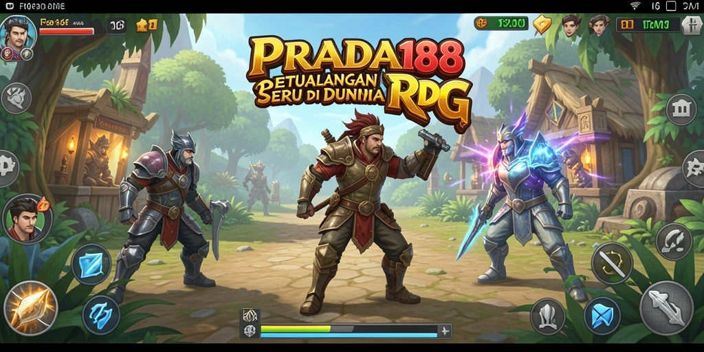 Tangkapan layar gameplay RPG dari PRADA188 yang menampilkan pertarungan seru.