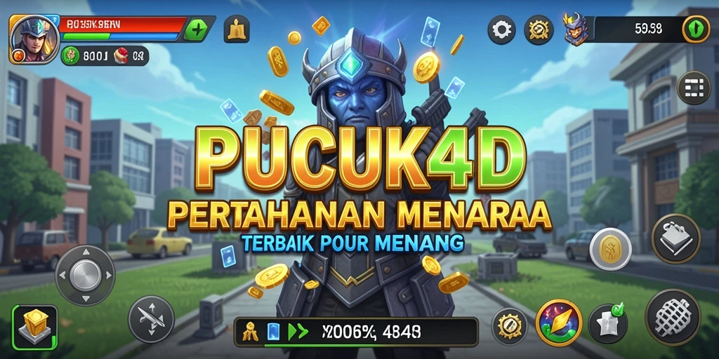 Screenshot gameplay PUCUK4D menampilkan aksi mempertahankan menara melawan musuh.