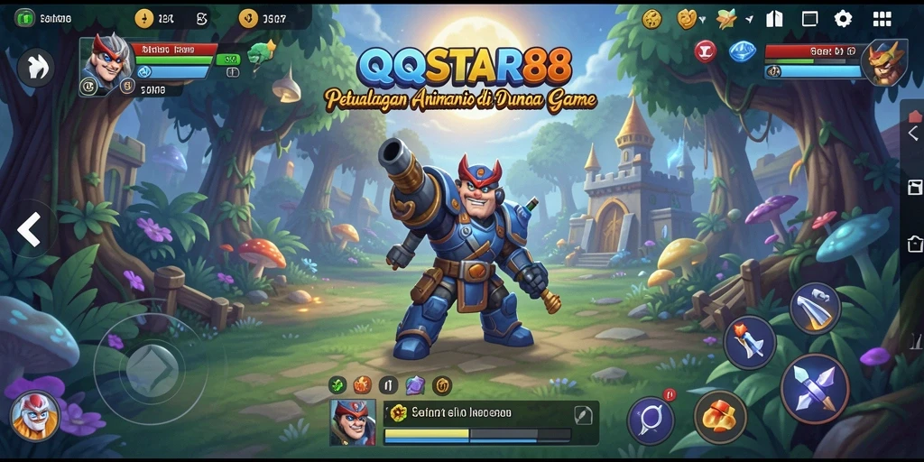 Tampilan gameplay <strong>QQSTAR88</strong> yang menakjubkan dengan karakter anime yang penuh warna.