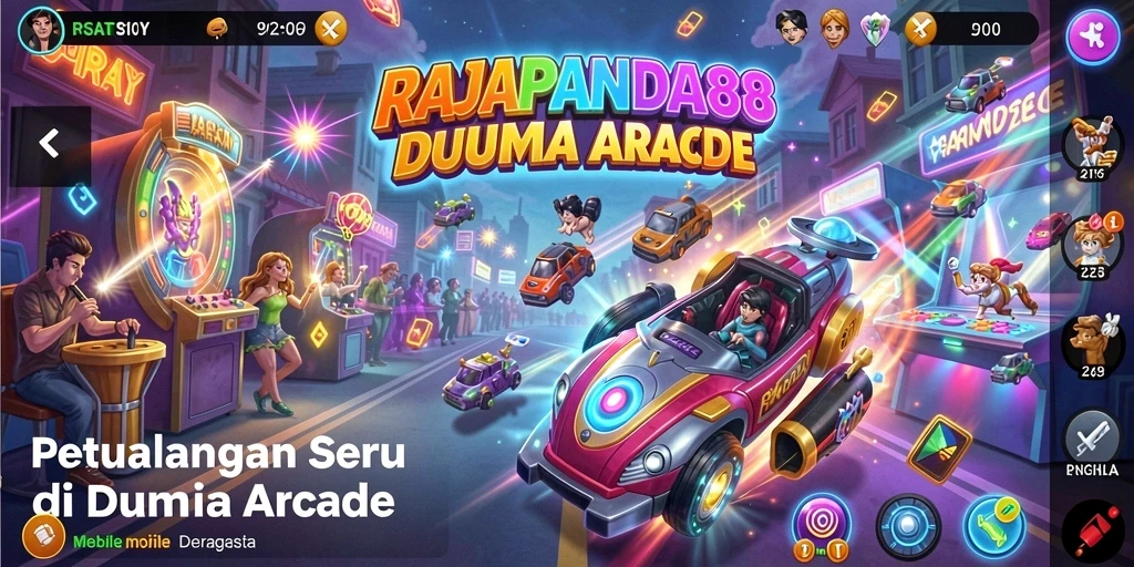 Tampilan aksi seru gameplay RAJAPANDA88 di dunia Arcade.