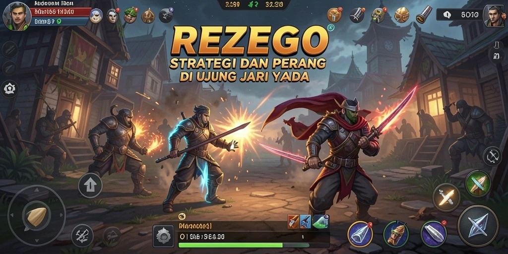 Tangkapan layar utama menunjukkan pertempuran strategis dalam REZEGO.