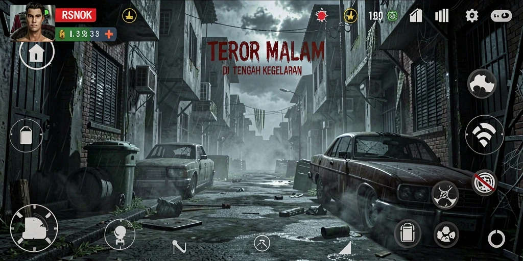 Screenshot RSNOK menampilkan karakter di lokasi Horror yang gelap dan menegangkan.