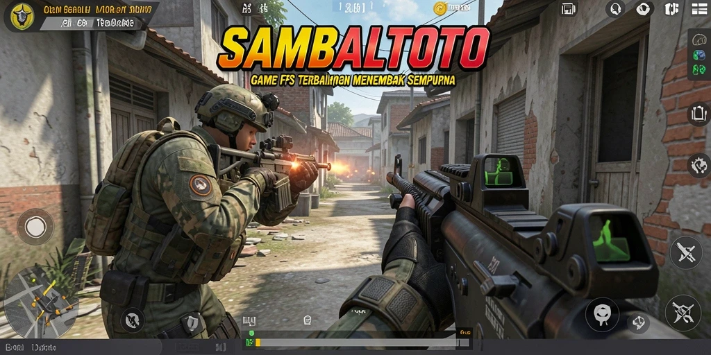Screenshot SAMBALTOTO menampilkan aksi menembak yang intens dalam gameplay.