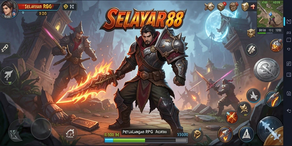 Tampilan gameplay menegangkan dalam pertarungan ARPG di SELAYAR88.