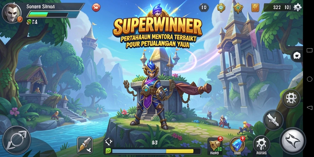 Tampilan grafis menakjubkan dari permainan Tower Defense SUPERWINNER.