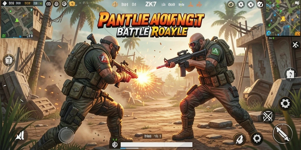 Gameplay seru ZK7 di arena Battle Royale.